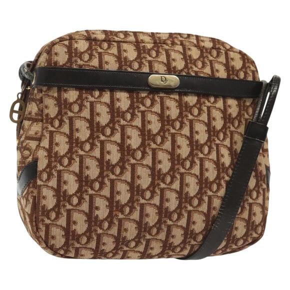 DIOR Trotter Canvas Shoulder Bag Brown Gold - Picture 1 of 13